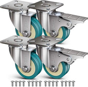 Set di ruote pianto da 4 - 50 mm con viti - Capacità di carico 50 kg per ruota - Ruote pianto per mobili o carrelli - 2 ruote con freno - Ruote di trasporto - Per mobili e carrelli
