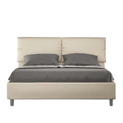 BS COM Letto matrimoniale contenitore doppia alzata imbottito 160x200 similpelle tortora