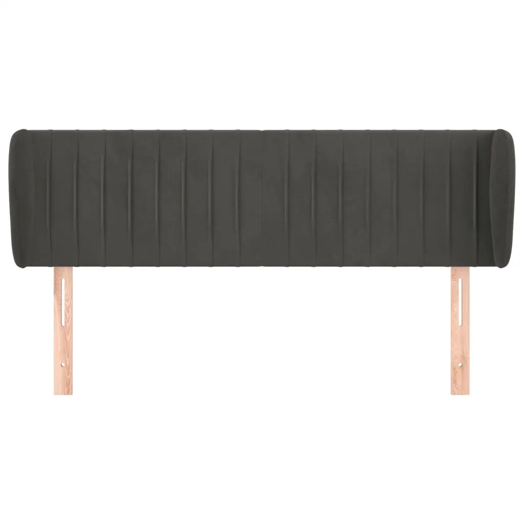 Testiera ad Orecchio-Testata con Orecchie Grigio Scuro 147x23x78/88 cm in Velluto 238302