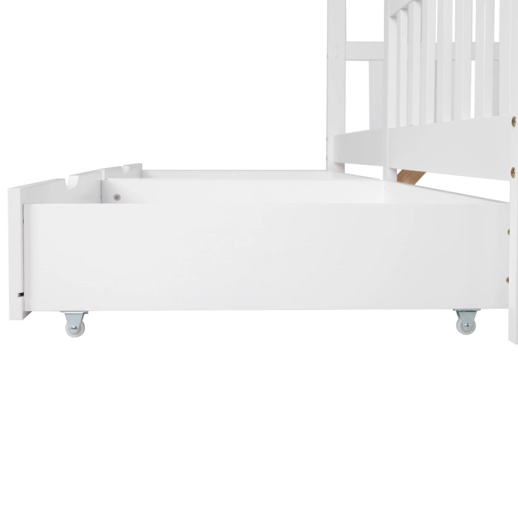 Letto a casa bianco con recinzione funzione di stoccaggio in legno massello 200x90 cm
