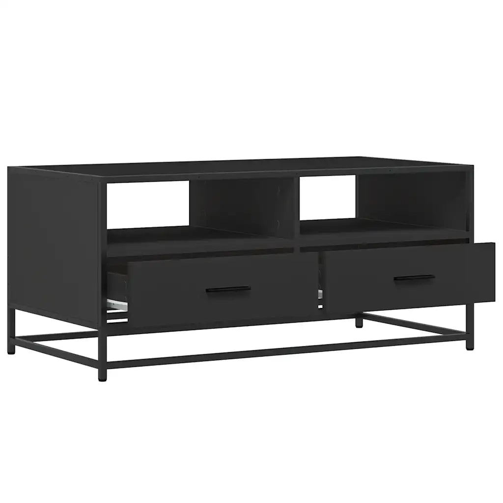 Tavolino salotto | Tavolino da caff¨¨ | Tavolino da Soggiorno Nero 100x50x45 cm Legno Multistrato e Metallo