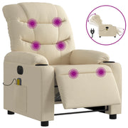 Poltrona Reclinabile Massaggiante | Sedia Relax Elettrica Crema in Tessuto
