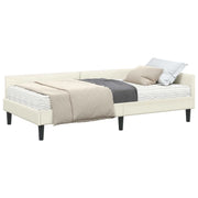 Letto singolo | Letto per adulti | Struttura Letto Angolare con Materasso 2 pcs Crema Velluto