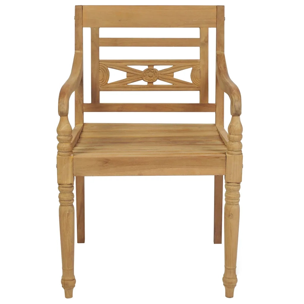 Sedie Batavia 2 pz con Cuscini a Quadri Rossi Massello di Teak 3062140