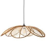 Lampada a sospensione Paralume in rattan naturale Lampada a sospensione in stile Boho intrecciata a mano a forma di fiore Illuminazione