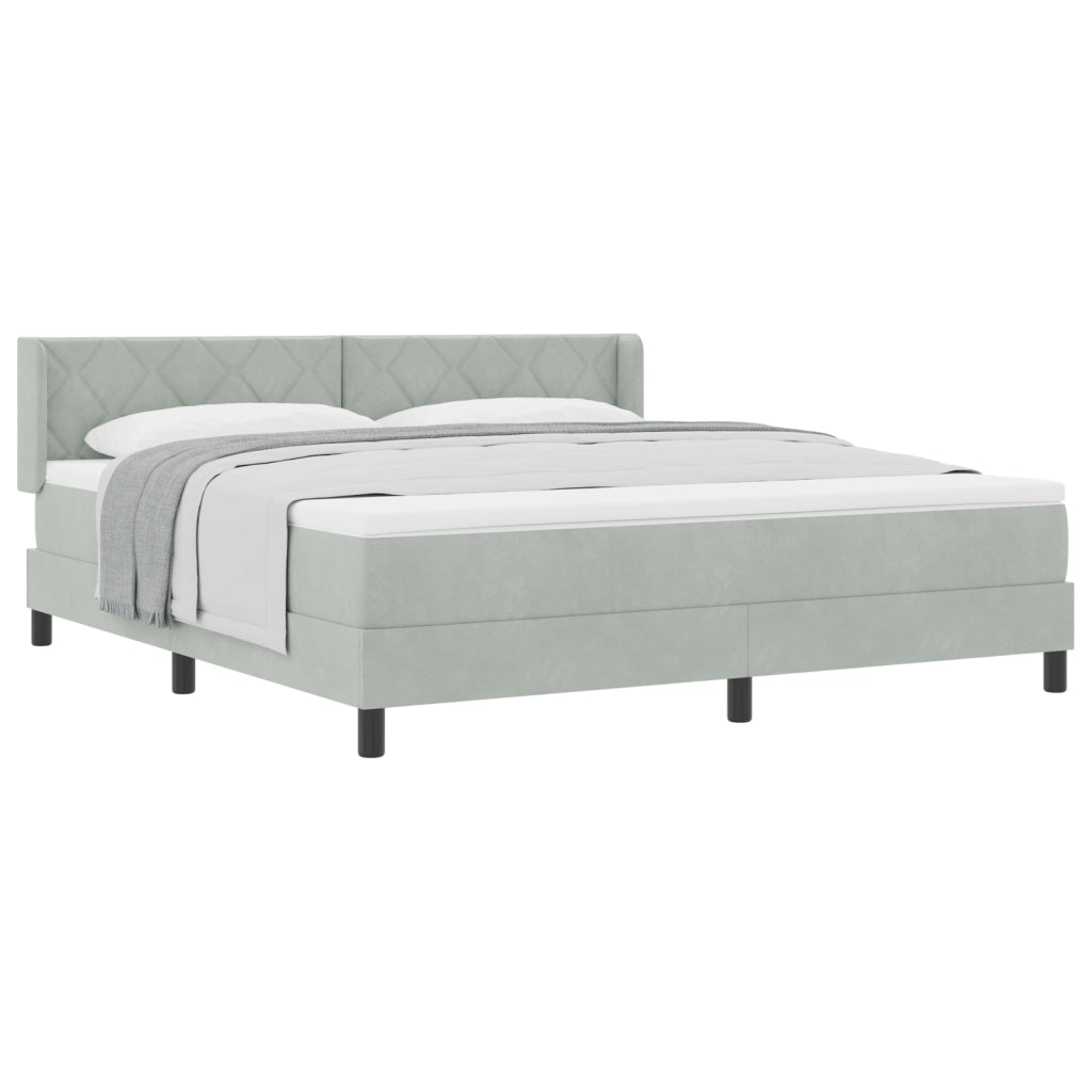 Letto con Box Spring e Materasso Grigio Chiaro 180x200 cm in Velluto