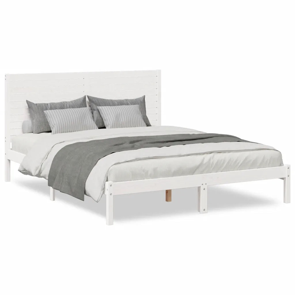Letto matrimoniale | Letto per adulti | Giroletto Extra Lungo senza Materasso Bianco 160x220cm Massello