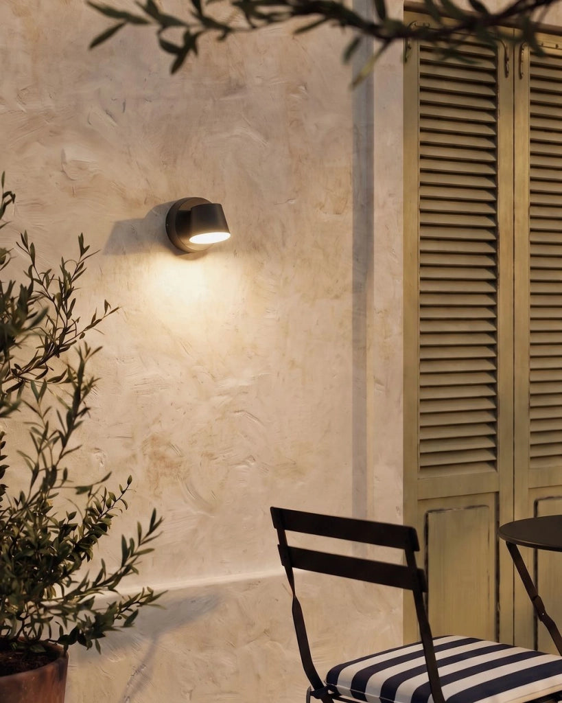 Set di 2 lampade LED da esterno da parete in metallo e alluminio, design moderno, colore nero