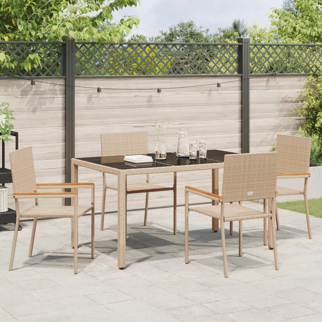 Set pranzo giardino  5 pezzi Beige Poly Rattan