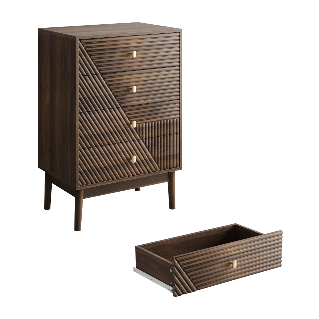 Cassettiera con 4 Cassetti per Camera e Soggiorno ¨C MINIMAL ¨C Legno, Noce