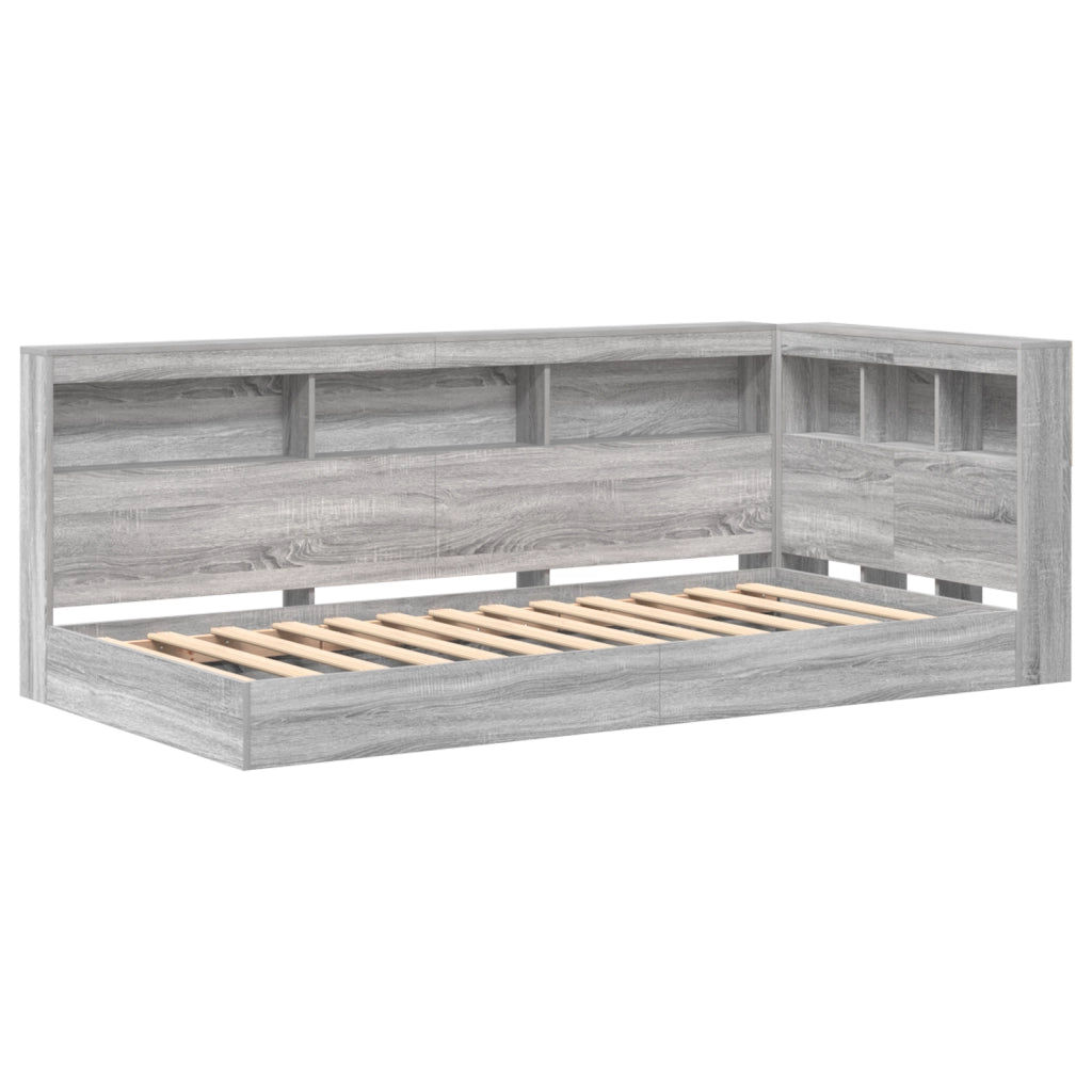 Letto con libreria Grigio Sonoma 100x200 cm Legno ingegnerizzato