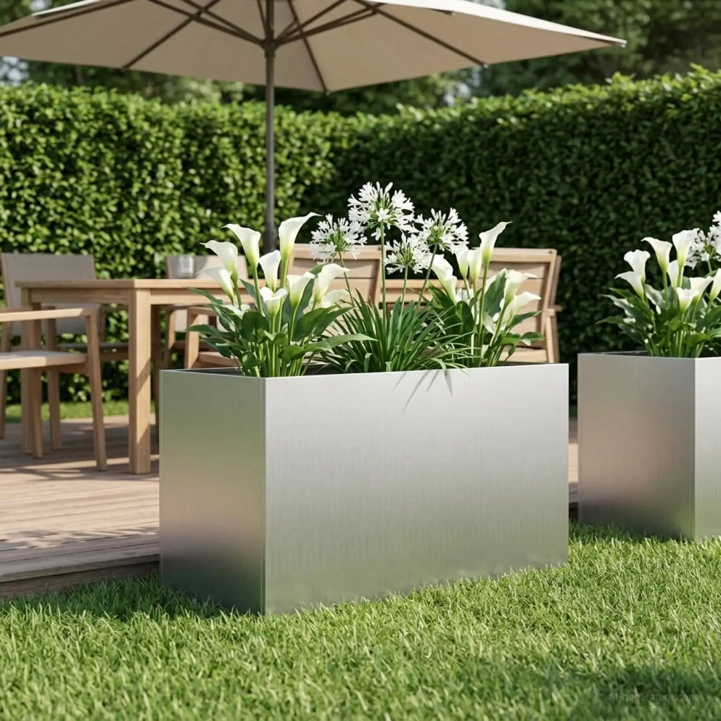 Vaso da giardino Argento 100 x 50 x 50 cm Acciaio zincato 8005284