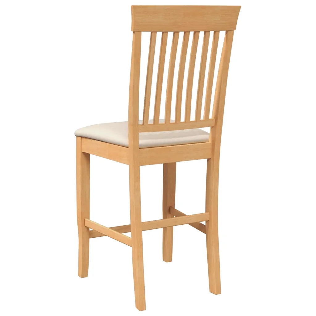 Sgabelli da Bar con Cuscini 2pz Naturale Legno Massello Hevea