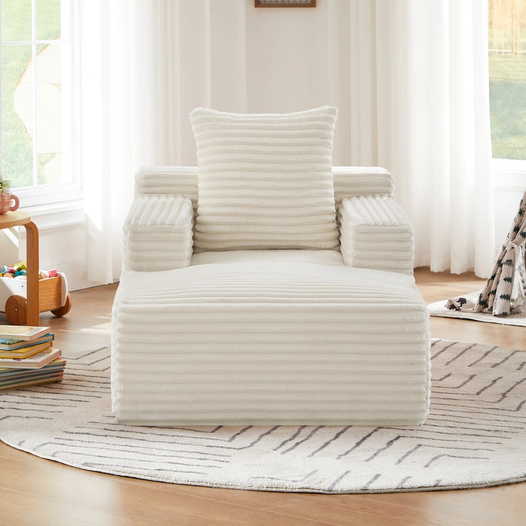 Chaise longue relax convertibile con funzione letto e senza montaggio in velluto a coste beige