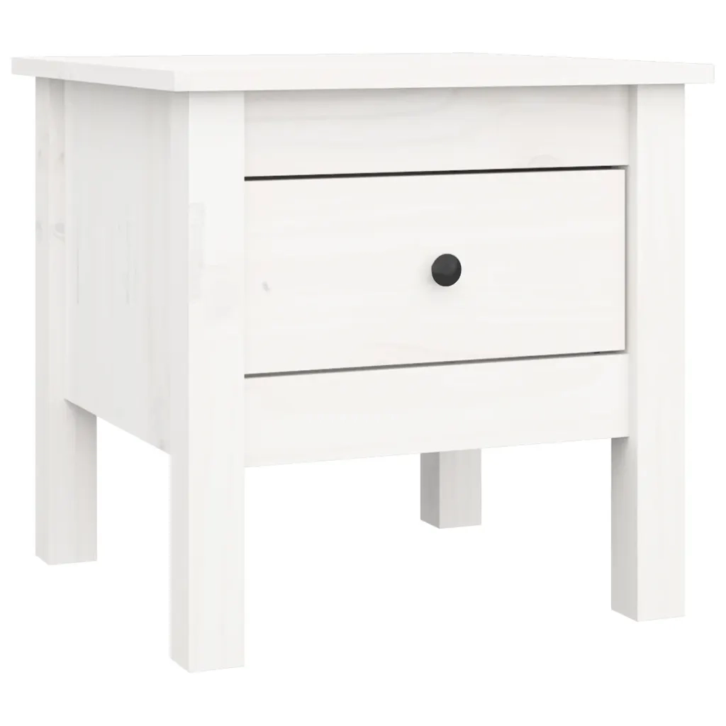 Tavolino-Tavolino da soggiorno-Tavolo Bianco 40x40x39 cm Legno Massello di Pino