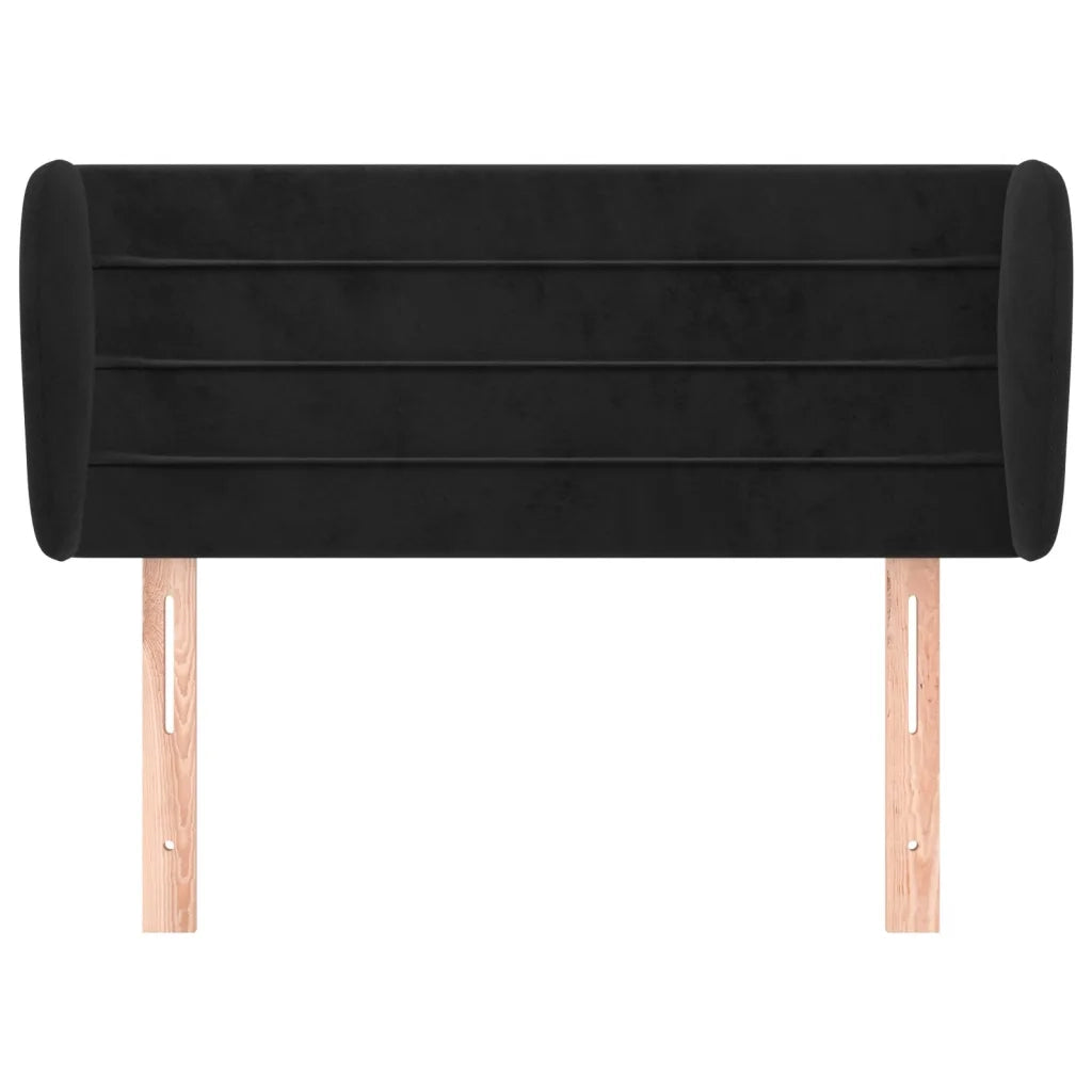 Testiera ad Orecchio Nera 93x23x78/88 cm in Velluto cod mxl 32081