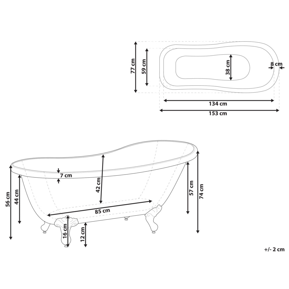 Vasca da bagno in acrilico sanitario blu e dorato 150 x 77 cm vasca autoportante con piedini design retrò tradizionale