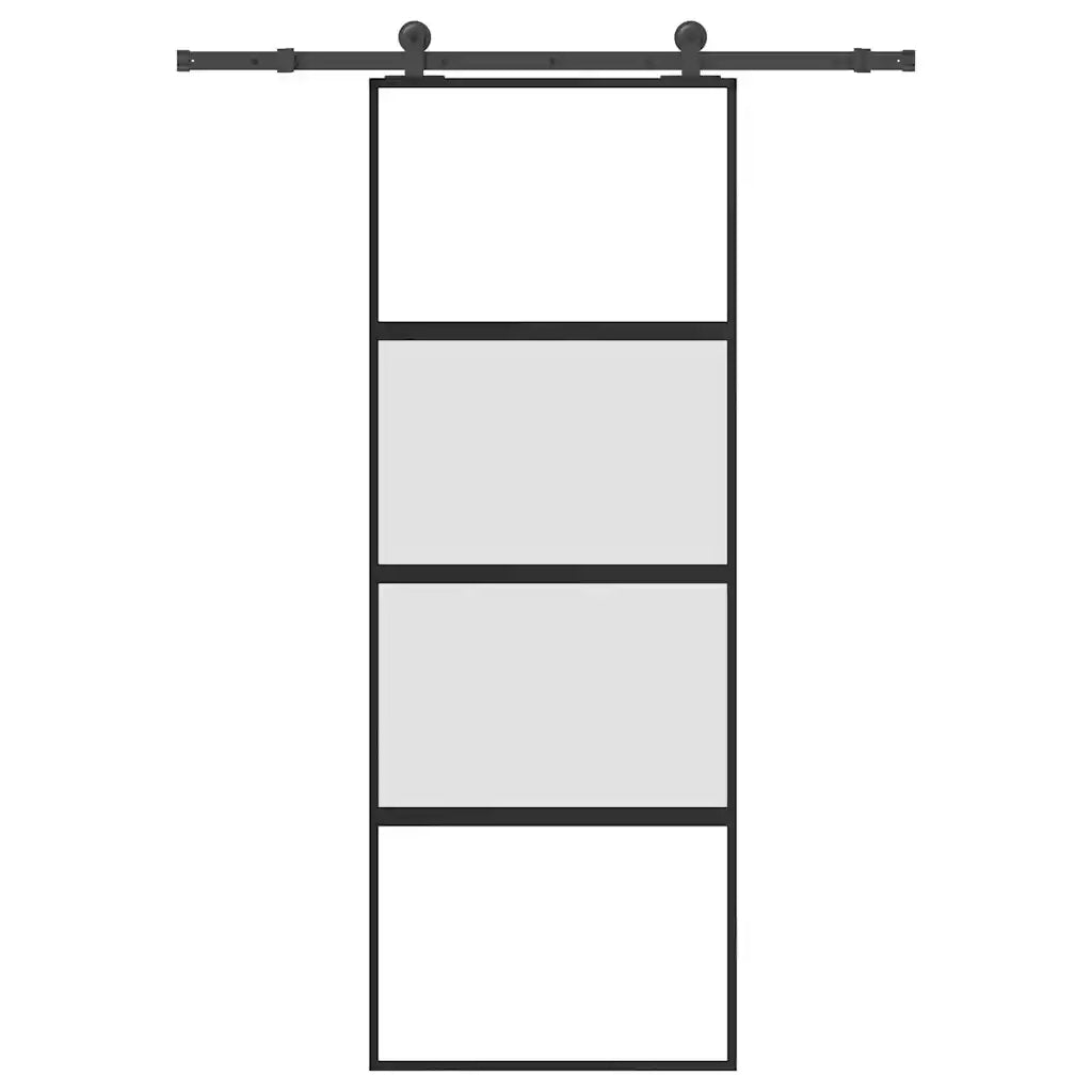 Porta Scorrevole Ferramenta 76x205 cm Vetro Temperato Alluminio