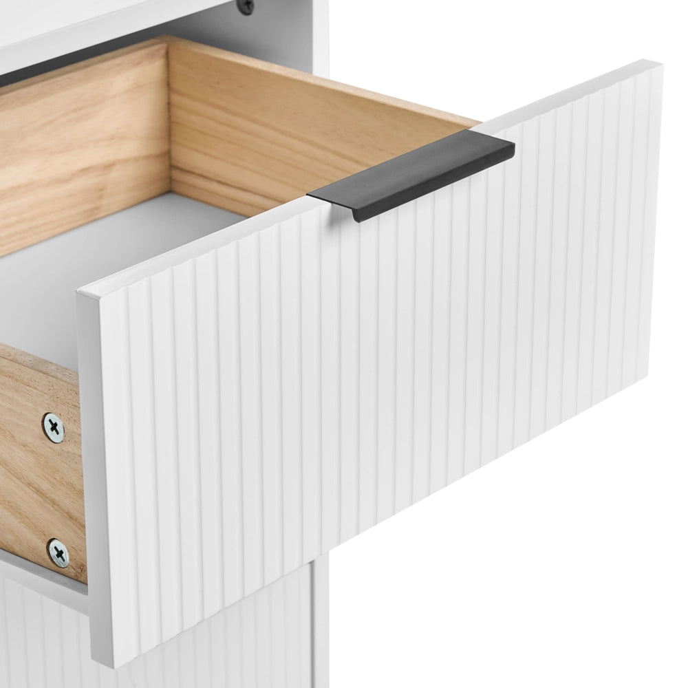 Cassettiera moderna MDF 7 cassetti Gambe in metallo Bianco stile moderno