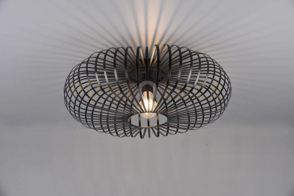 JOHANN PLAFONIERA METALLO ELLISSE NERO D. 50CM 1 ATTACCO E27
