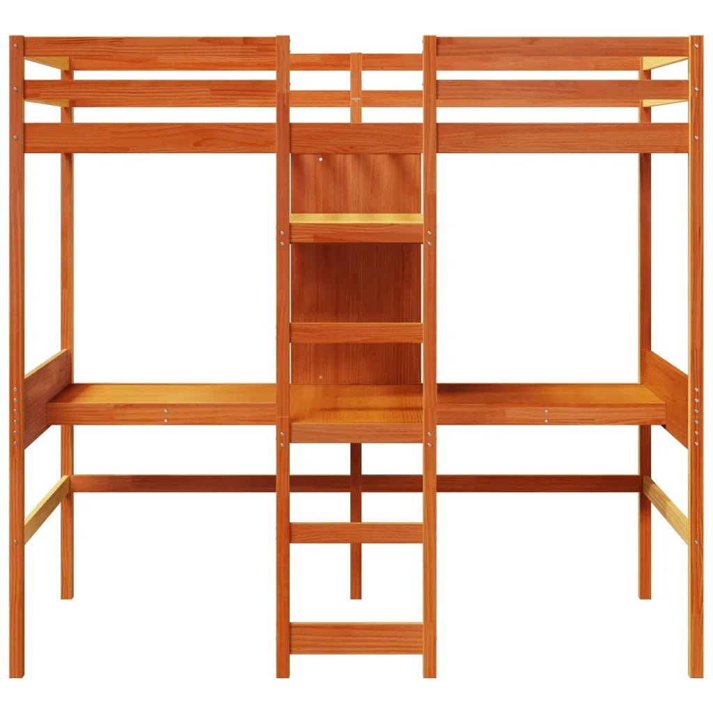 vidaXL Giroletto Soppalco senza Materasso Marrone Cera 80x200cm Pino