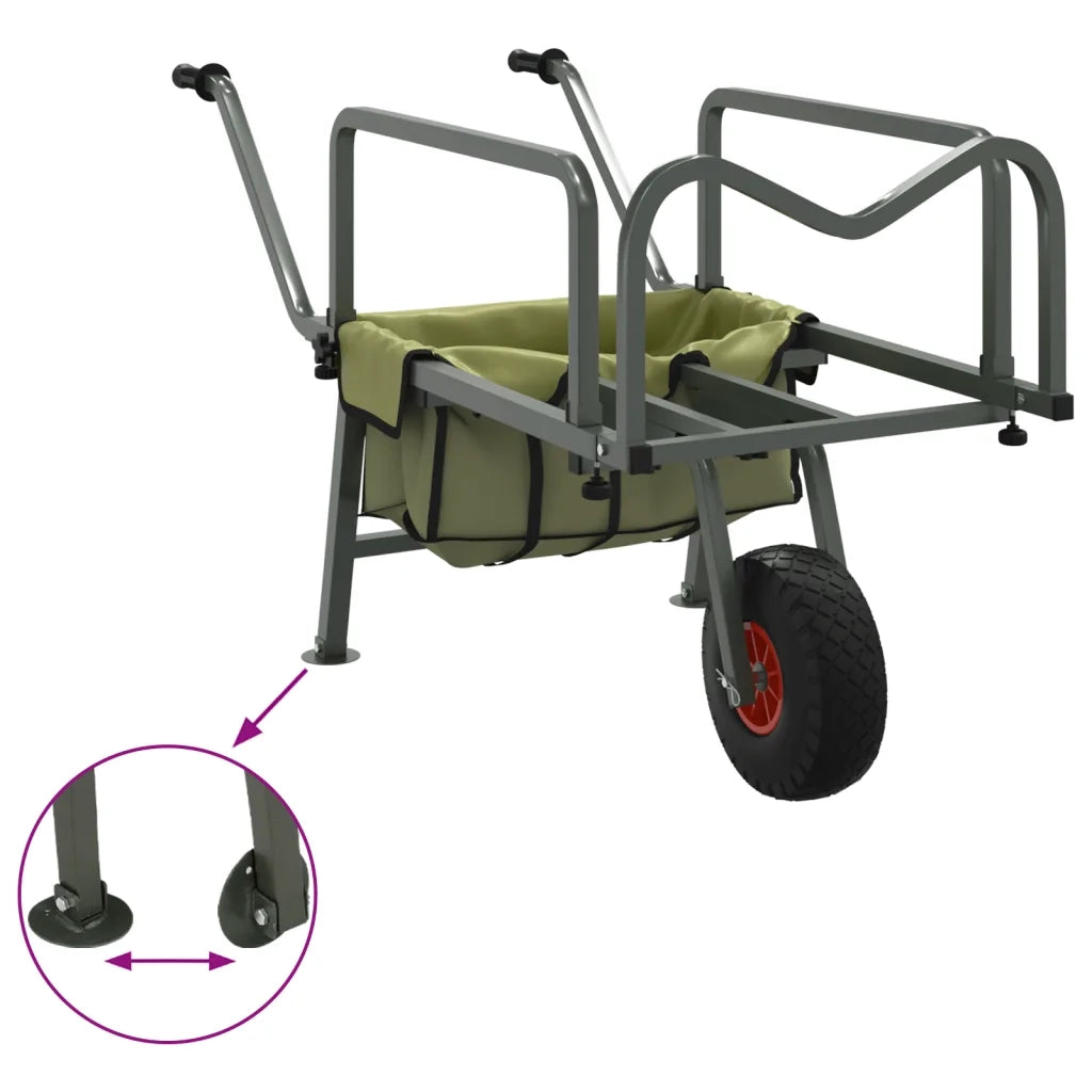 Carrello da Pesca Verde con Ruota Acciaio Verniciato a Polvere