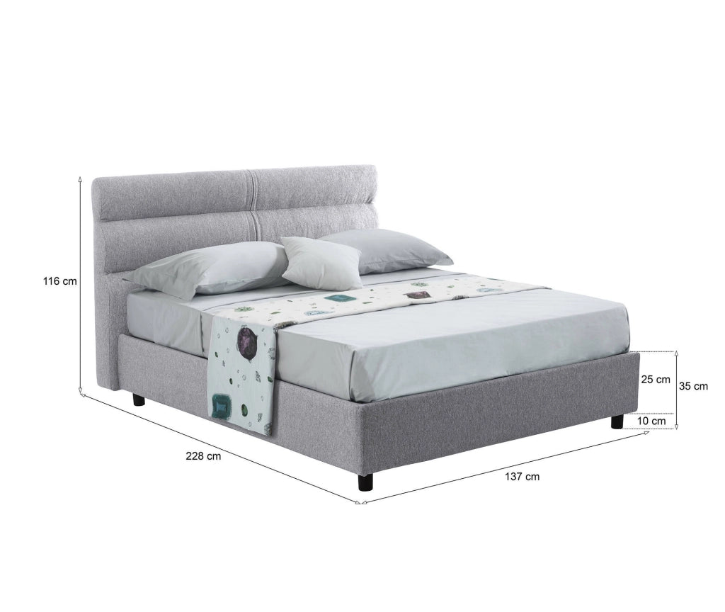 Briona, Letto Piazza e Mezza Sfoderabile Made in Italy, Grigio
