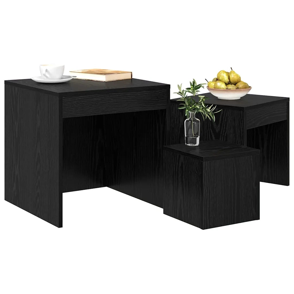 vidaXL Tavolini da salotto 3 pcs Rovere nero 45 x 45 x 45 cm