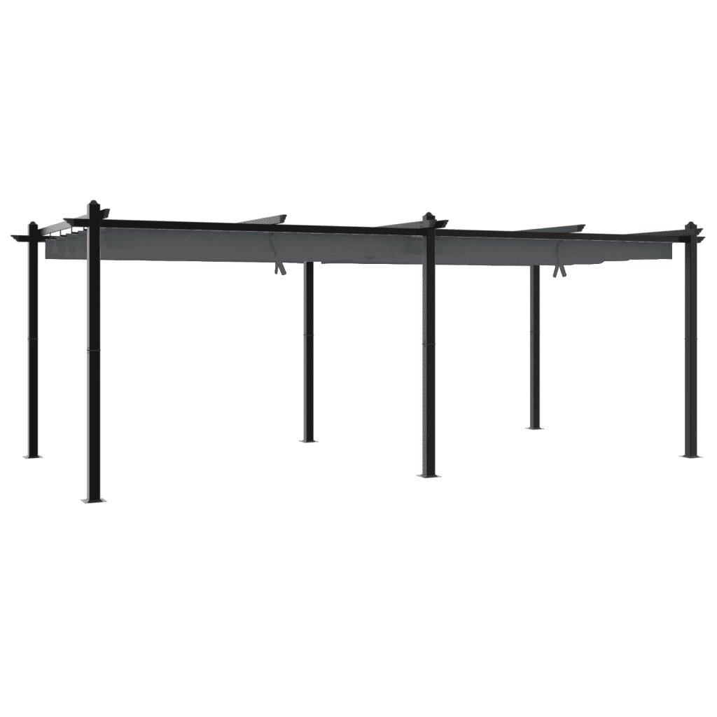 Gazebo Giardino con Tetto Retrattile Antracite 3x6 m Alluminio