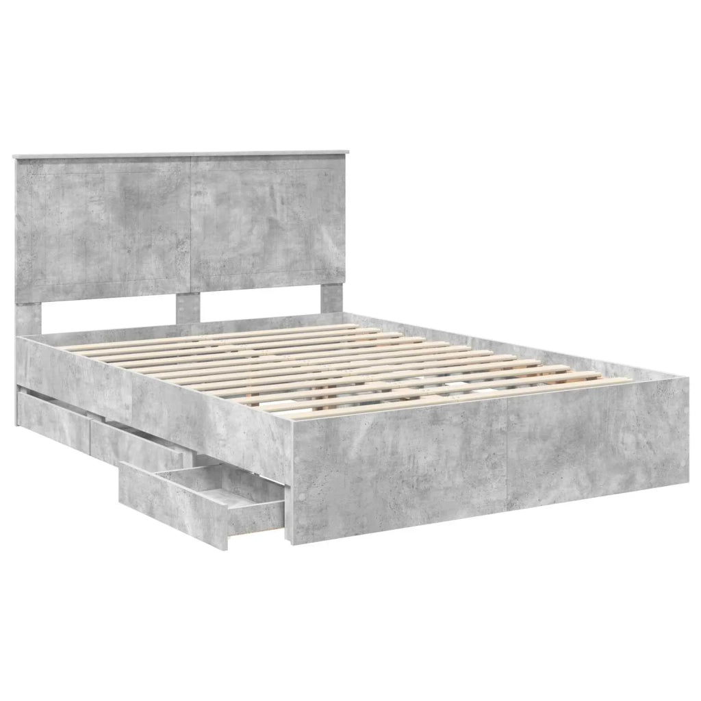 Struttura del letto con cassetto Grigio cemento 140 x 200 cm 3411113