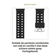 Cinturino per orologio in pelle PU - Nero - Cinturino in acciaio - Comodo - Duraturo - Adatto per GW-9400 - Cinturino orologio
