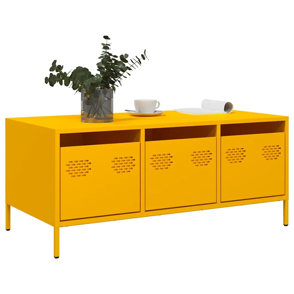vidaXL Tavolino Giallo 101,5x50x43,5 cm Acciaio Laminato a Freddo