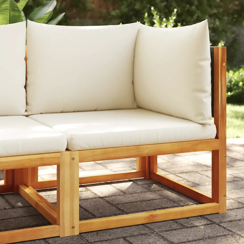 Divano da giardino angolare con cuscini in legno di acacia e rattan 4008168