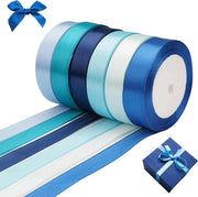 Set di nastri di seta blu - 6 rotoli - 2 cm x 22 m - nastri di regalo - nastri decorativi - nastri di seta - confezioni di regalo - fai da te - artigianato - matrimonio .