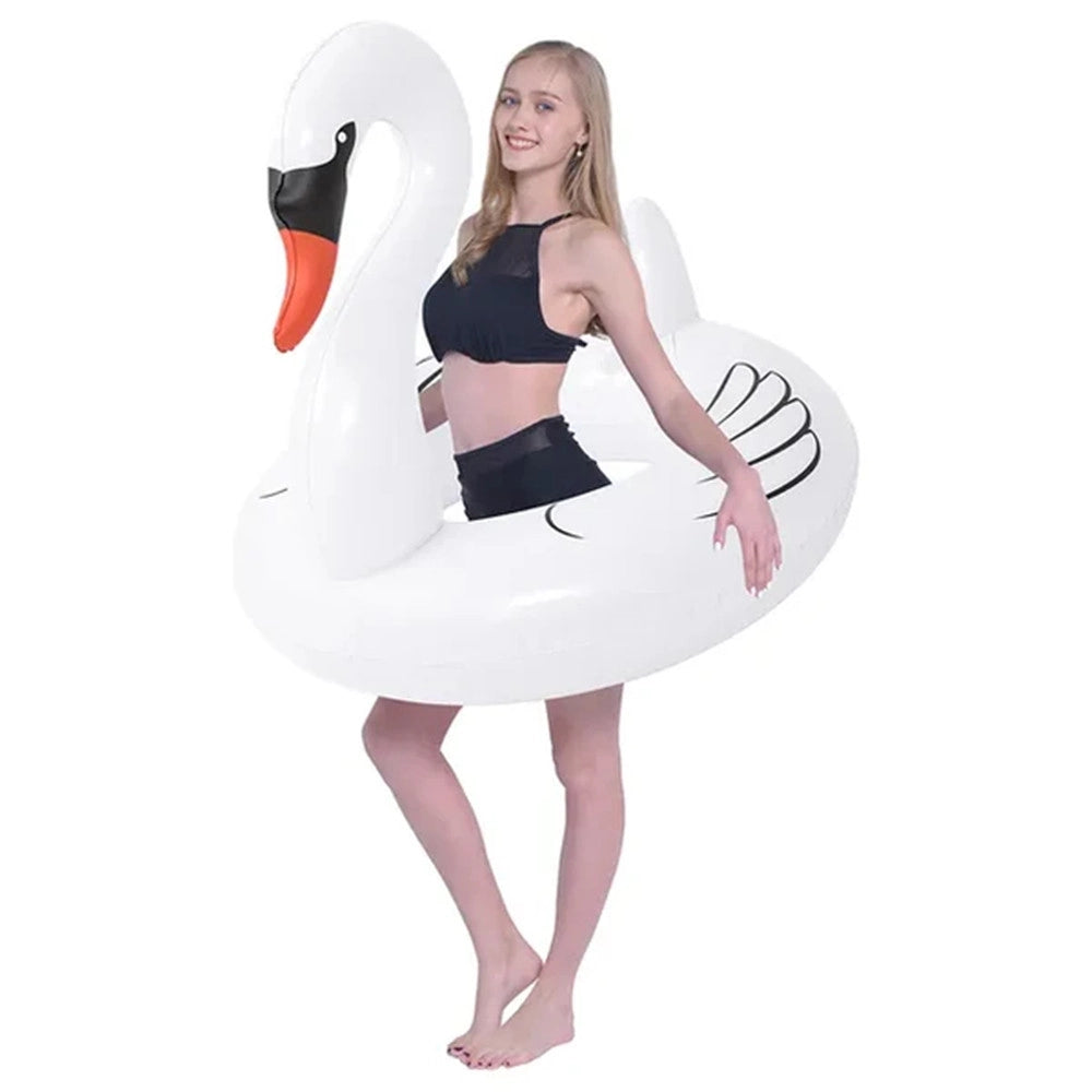 Trade Shop - Salvagente Gonfiabile A Forma Di Cigno Bianco Galleggiante Mare 104x104x96cm 016149 -