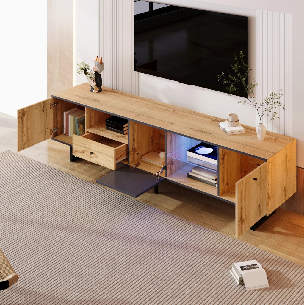 Mobile TV moderno 190 cm con LED, ante e cassetto