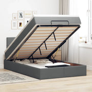 Pouf Letto con Materasso e LED Grigio Scuro 120x200 cm Tessuto