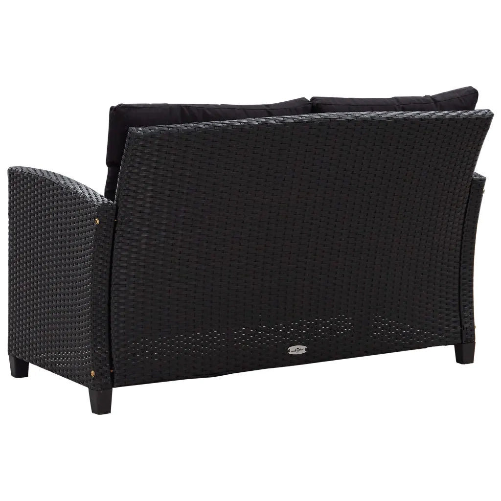 Set da Pranzo da Giardino 3 pz con Cuscini Nero in Polyrattan 3095249
