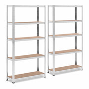 Set di 2 ripiani per carichi pesanti 90 x 30 x 180 cm supporta 5 x 175 kg robusto portautensili per garage/officina grigio 14_0005178