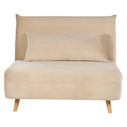Divano letto piccolo in velluto beige 1 posto letto pieghevole senza braccioli scandinavo