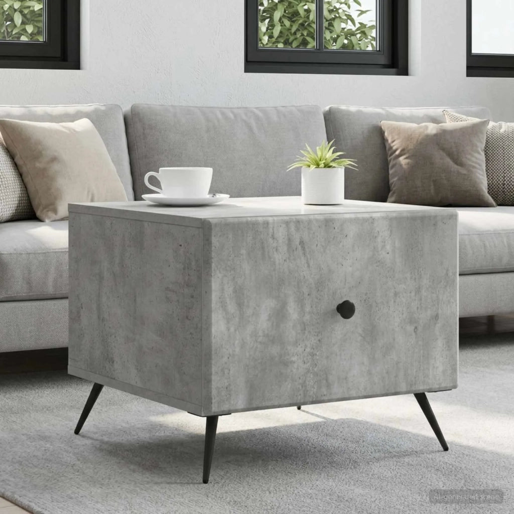 Tavolino da salotto con cassetto Grigio Cemento 49 x 50 x 40 cm 895658