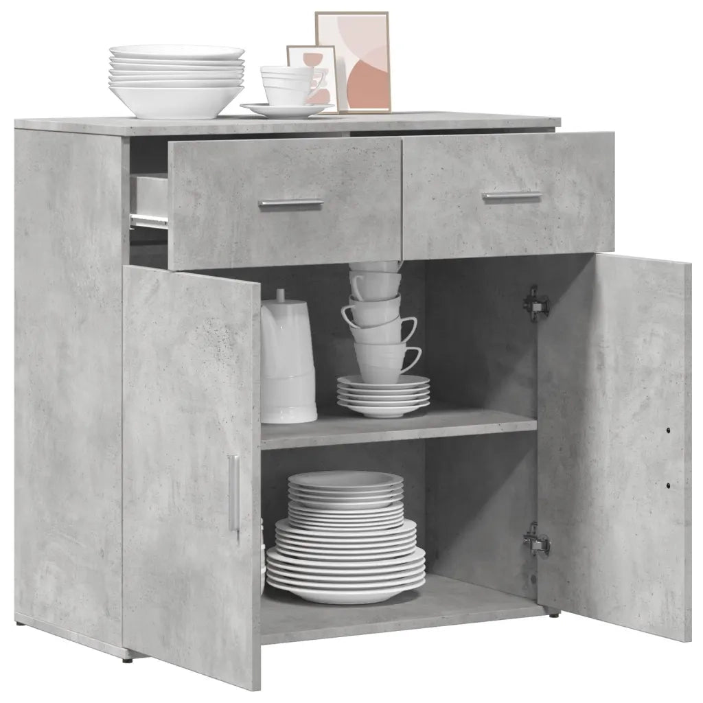 Credenza Grigio Cemento 79x38x80 cm in Legno Multistrato