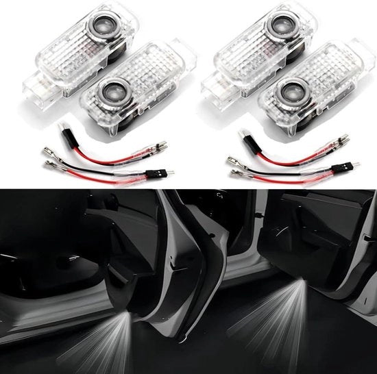 Autodeurverlichting a LED con proiettore per logo 4 pezzi | Compatibile con diverse auto | Proiettore di illuminazione a LED HD | Accessori per auto