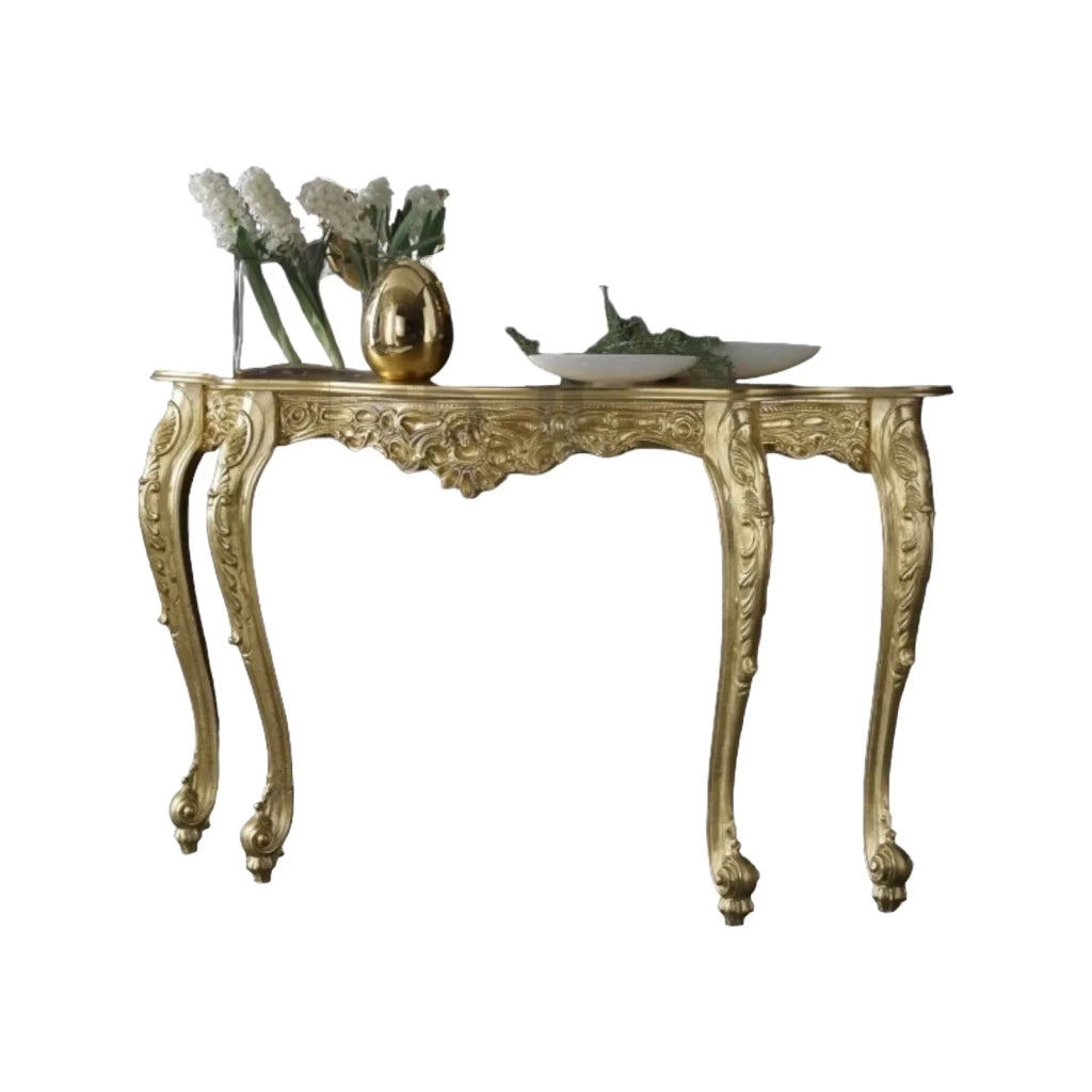 Consolle barocca in foglia oro misura  l.145 x h. 86 x p. 39 - Mobili 2G