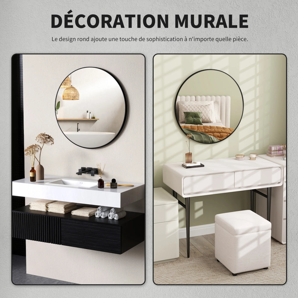 Specchio da bagno tondo con cornice in metallo ¨C Minimal ¨C Nero ?70x2,5cm