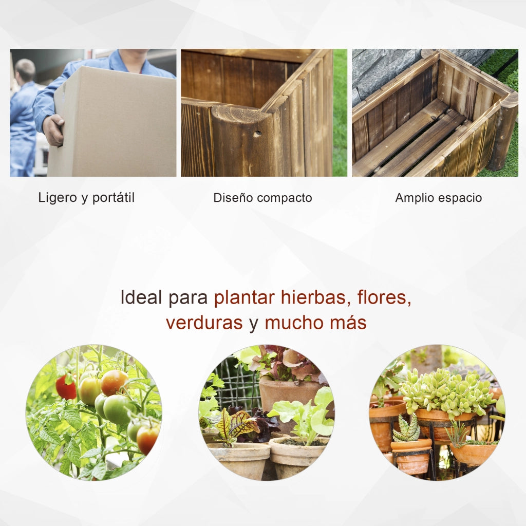 Fioriera Rettangolare ¨C zephmum ¨C 70x35x30 cm Legno Naturale