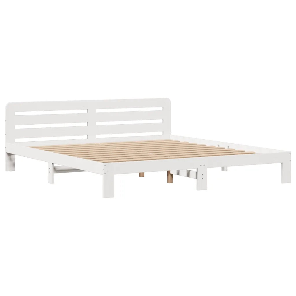 Letto matrimoniale | Letto per adulti | Giroletto con Libreria senza Materasso 180x200 cm in Legno Pino