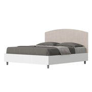 BS COM Letto matrimoniale contenitore 160x190 bianco frassino testata microfibra sabbia