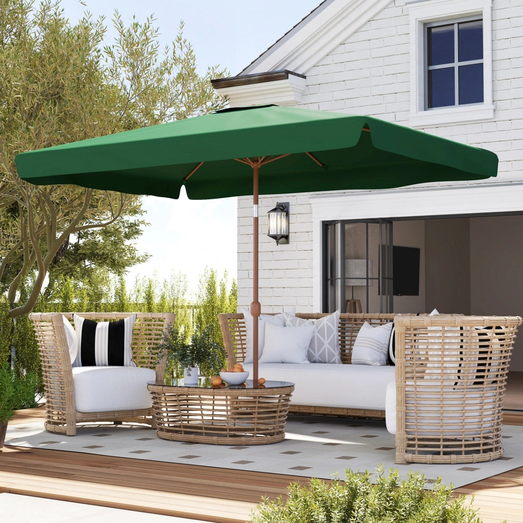 Ombrellone da Giardino 300x200x235H cm Inclinabile e Anti UV 50+ Verde