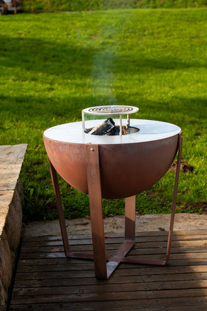 Barbecue a Legna Ø80x80 cm Iris in Acciaio Nero Alta Temperatura
